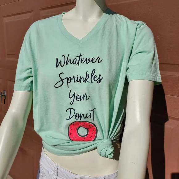 Teleo "Whatever Sprinkles Your Donut" Women's Size Medium Tee - Picture 1 of 13